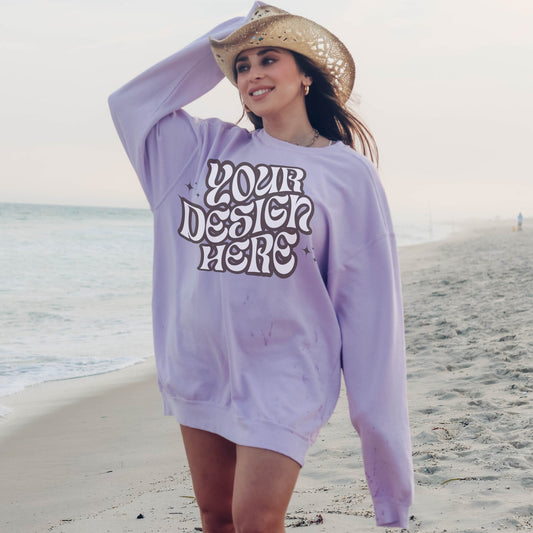 Comfort Colors 1566 Orchird Mockup Comfort Colors Sweatshirt Mockup Orchird Mockup Trendy Mockup Beach Aesthetic Mock Coastal Cowgirl Mock