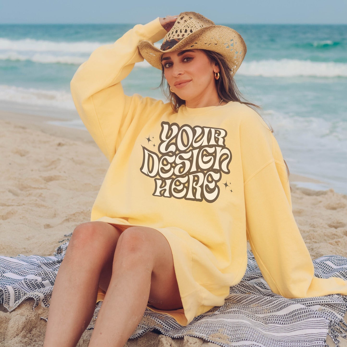 Comfort Colors 1566 Butter Mockup Comfort Colors Sweatshirt Mockup Butter Mockup Trendy Mockup Beach Aesthetic Mock Western Mockup