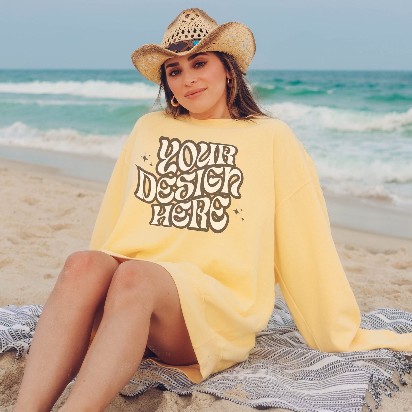 Comfort Colors 1566 Butter Mockup Comfort Colors Sweatshirt Mockup Butter Mockup Trendy Mockup Beach Aesthetic Mock Western Mockup