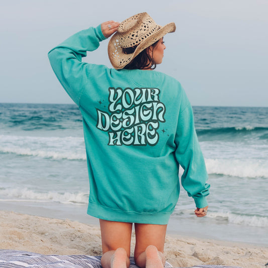 Comfort Colors 1566 Seafoam Mockup Comfort Colors Sweatshirt Mockup Seafoam Mockup Trendy Mockup Beach Aesthetic Mock Coastal Cowgirl Mock