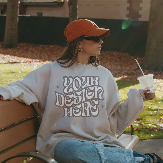 Gildan 18000 sand Mockup gildan sweatshirt Mockup Oversized mockup Trendy Outdoor Lifestyle Mockup VSCO Aesthetic Streetwear Mockup