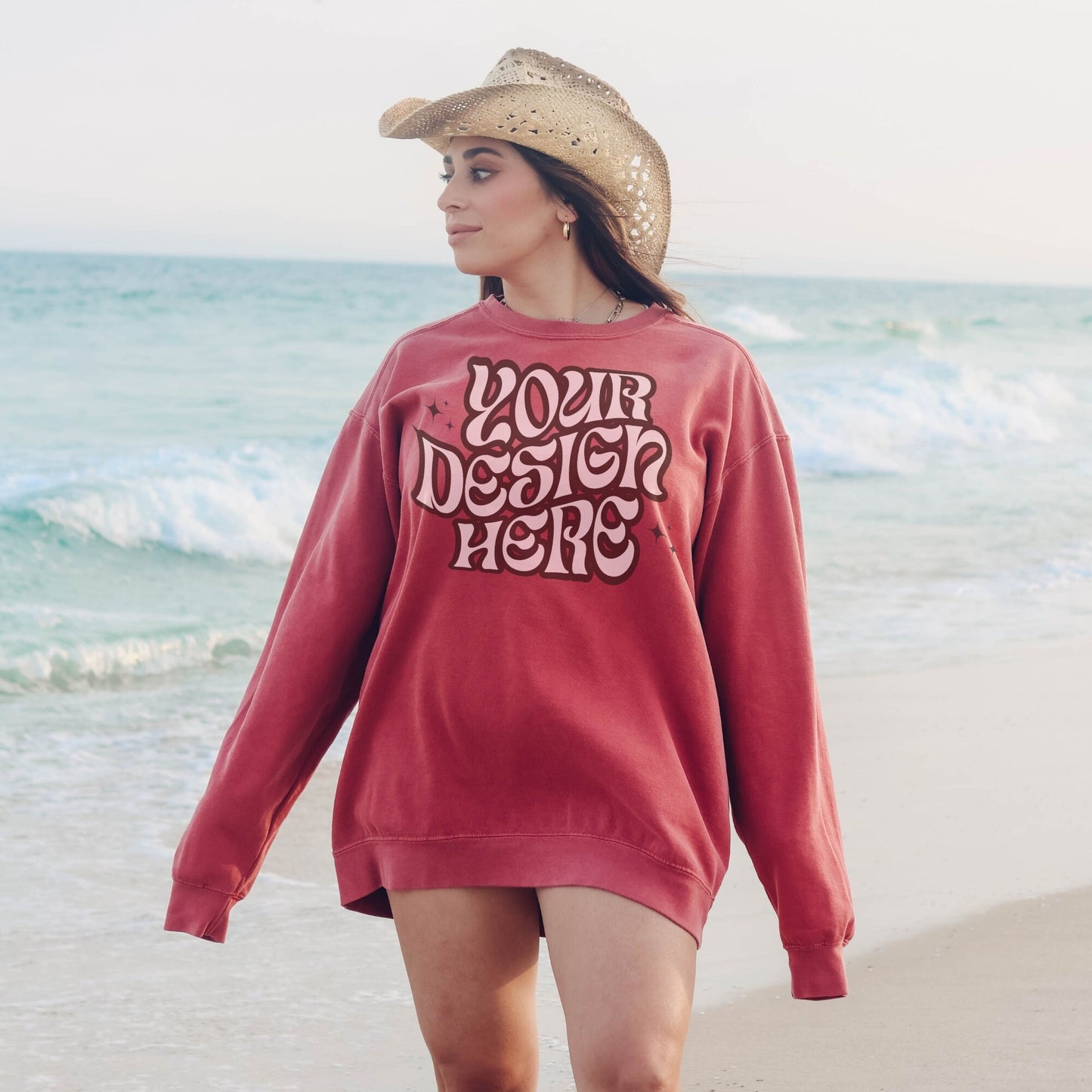 Comfort Colors 1566 Crimson Mockup Comfort Colors Sweatshirt Mockup Crimson Mockup Trendy Mockup Beach Aesthetic Mock Coastal Cowgirl Mock