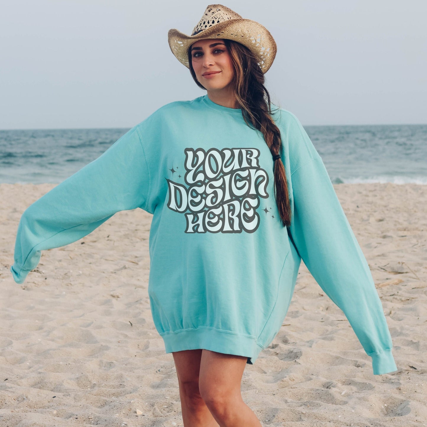 Comfort Colors 1566 Chalky Mint Mockup Comfort Colors Sweatshirt Mockup Chalky Mint Mockup Trendy Mockup Beach Aesthetic Mock Western Mockup