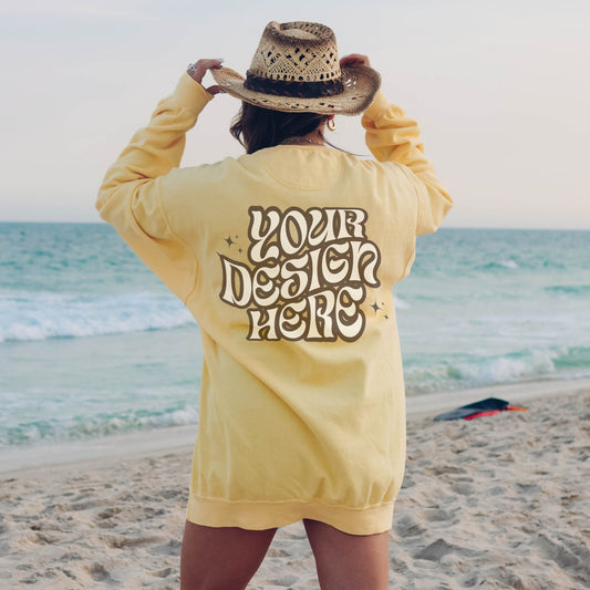 Comfort Colors 1566 Butter Mockup Comfort Colors Sweatshirt Mockup Butter Mockup Trendy Mockup Beach Aesthetic Mock Western Mockup