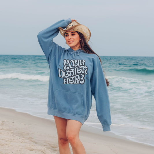 Comfort Colors 1567 Blue Jean Mockup Comfort Colors Sweatshirt Mockup Blue Jean Mockup Trendy Mock Beach Aesthetic Mock Coastal Cowgirl Mock