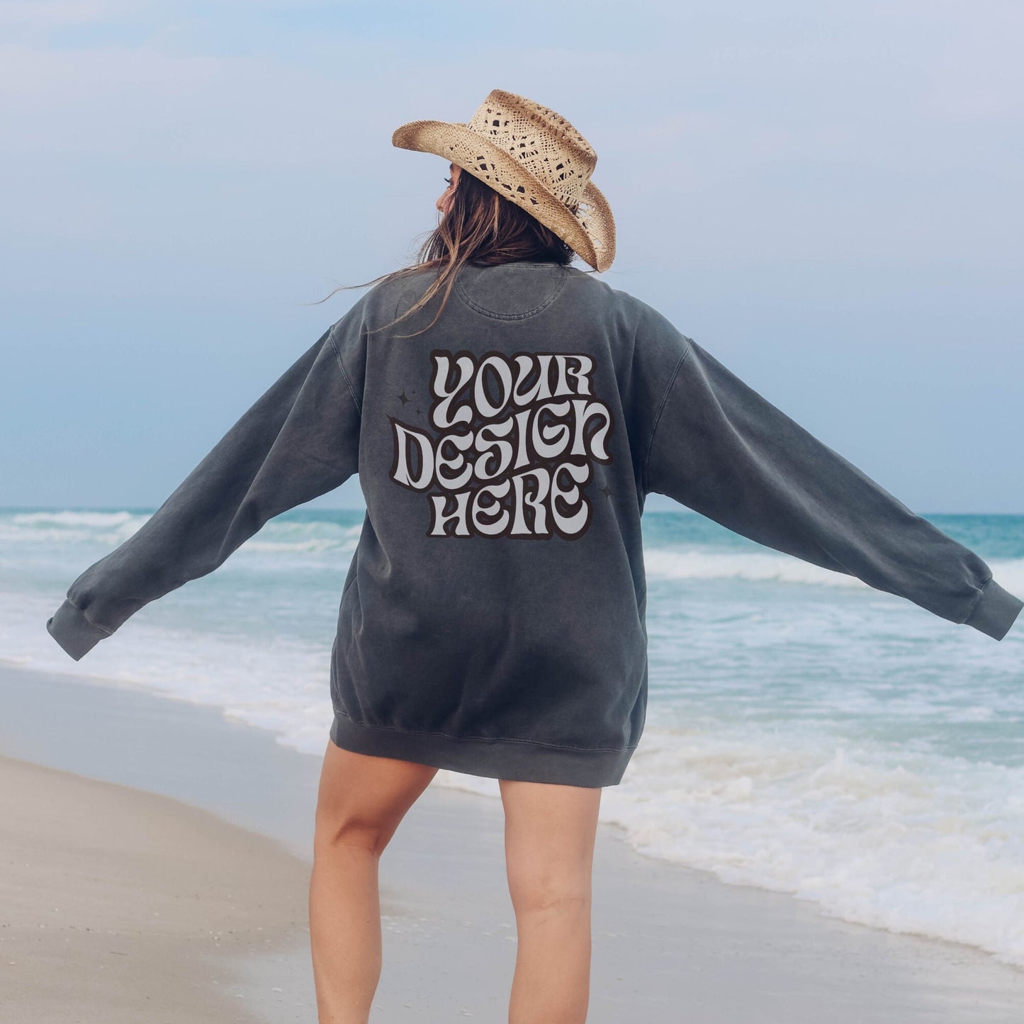 Comfort Colors 1566 Pepper Mockup Comfort Colors Sweatshirt Mockup Pepper Mockup Trendy Mockup Beach Aesthetic Mock Coastal Cowgirl Mock