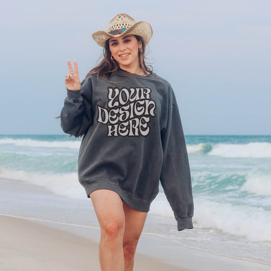 Comfort Colors 1566 Pepper Mockup Comfort Colors Sweatshirt Mockup Pepper Mockup Trendy Mockup Beach Aesthetic Mock Coastal Cowgirl Mock