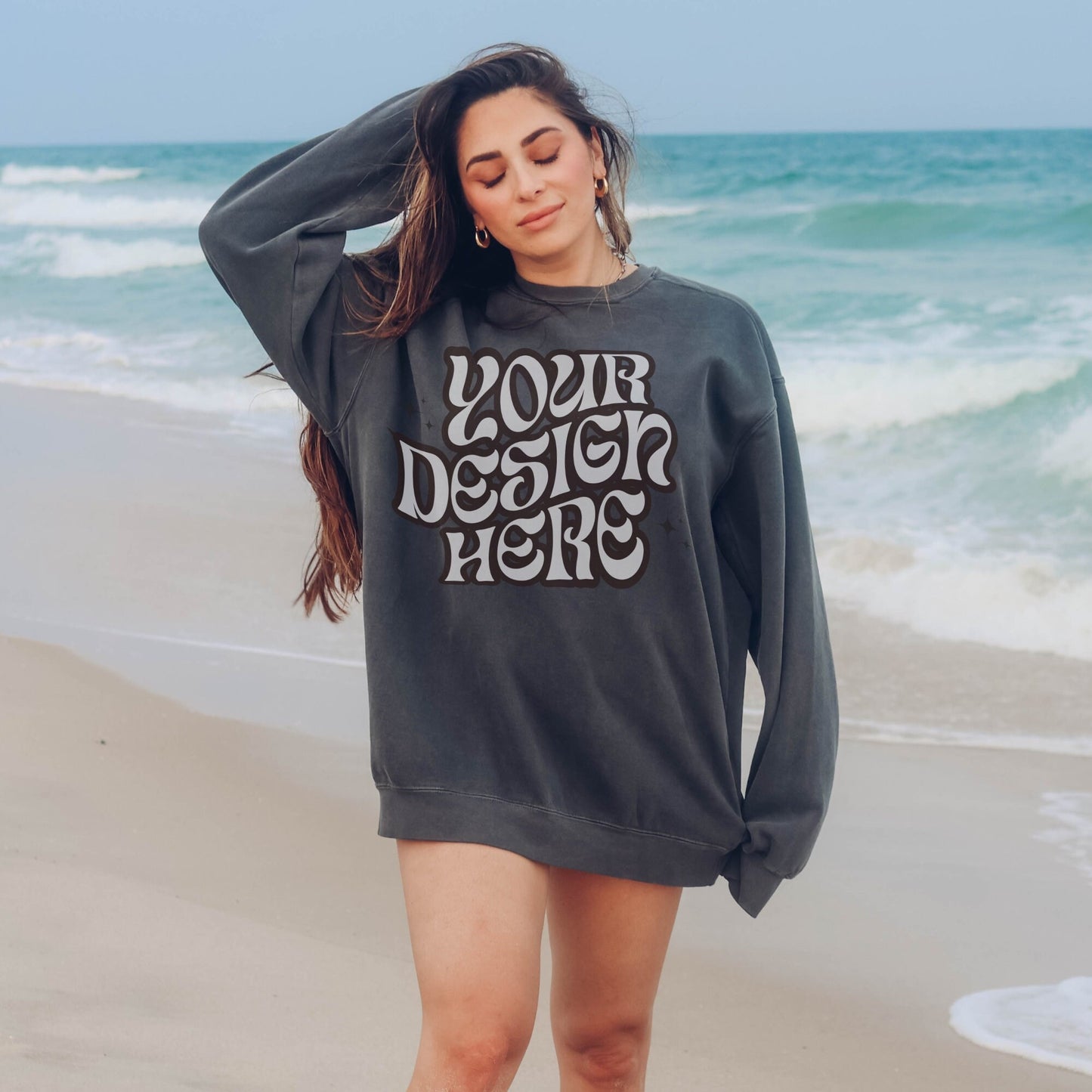 Comfort Colors 1566 Pepper Mockup Comfort Colors Sweatshirt Mockup Pepper Mockup Trendy Mockup Beach Aesthetic Mock Western Mock Vsco Mocks