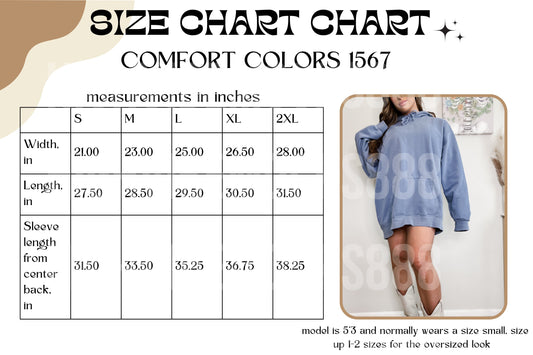 Comfort Colors C1567 Size Chart, 1567 Mockup, Trendy size chart, 1567 Aesthetic size chart