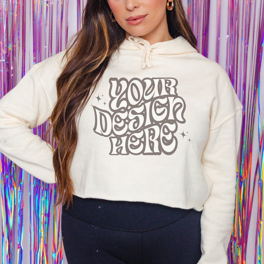 Bone Independent Trading Company AFX64CRP Crop Hoodie Mockup, Crop Hoodie Mockup, Bachelorette mockup, Aesthetic Mockup, Girly Mockup