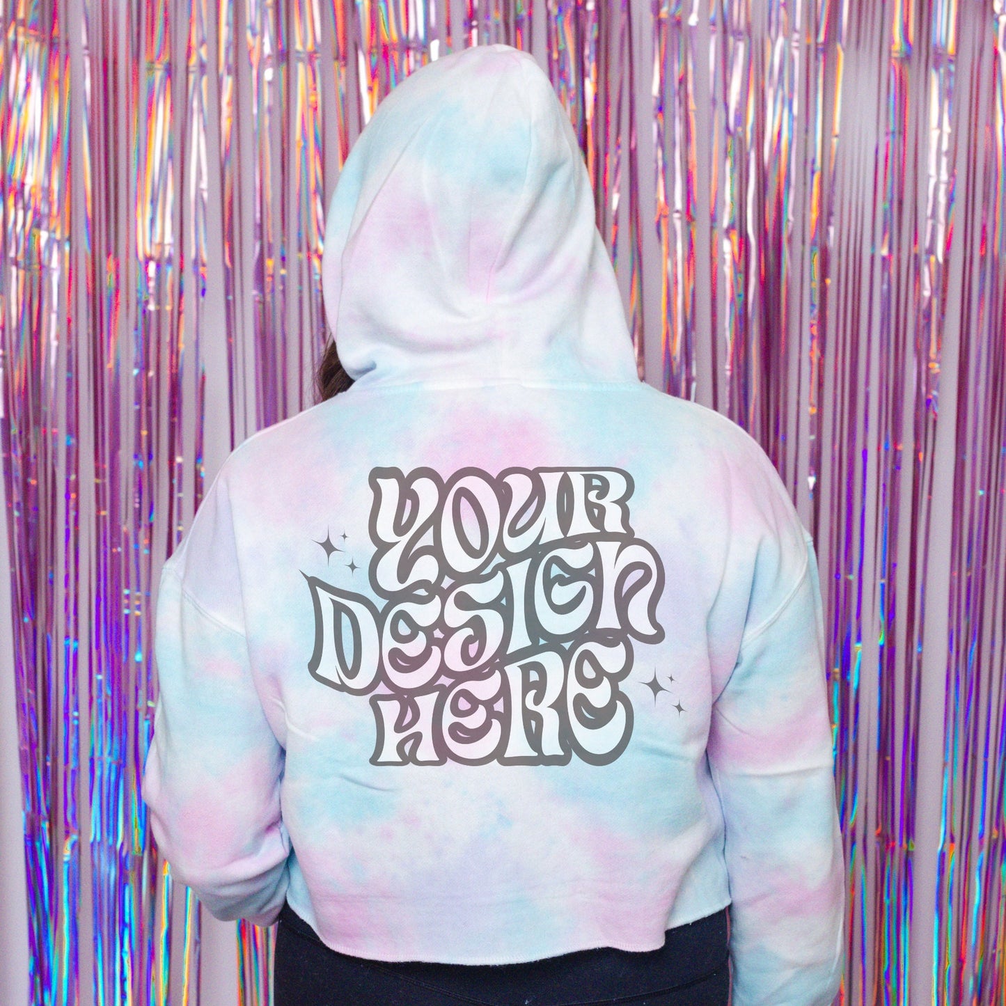 Cotton Candy Independent Trading Company AFX64CRP Crop Hoodie Mockup, Crop Hoodie Mockup, Bachelorette mockup, Aesthetic Mockup, disco mock